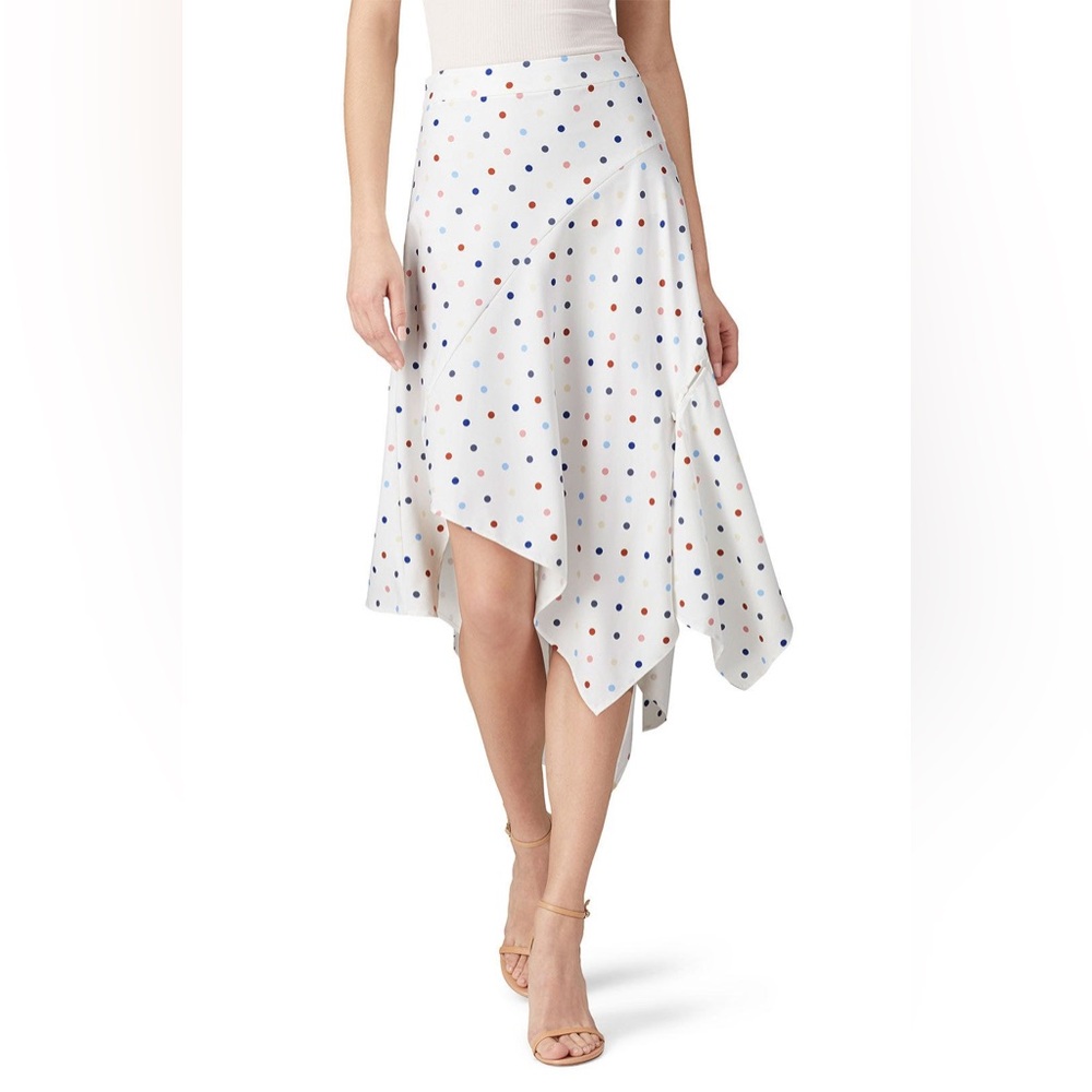 Wonderland polkadot rainbow skirt with side asymmetrical buttons